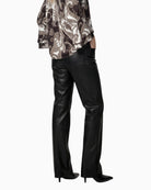 Monari Flared Faux Leather Trousers in Black back view