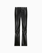 Monari Flared Faux Leather Trousers in Black faux leather finish detail