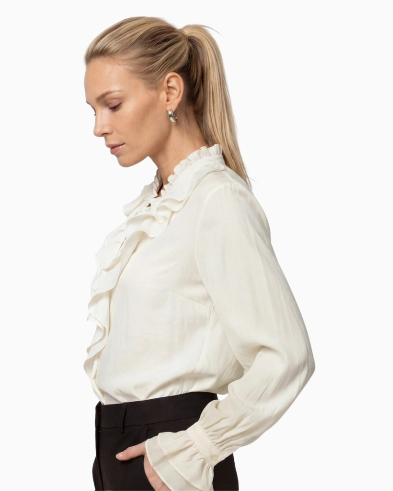 Monari Flounce Blouse in cream side view