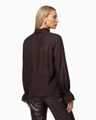 Monari Flounce Blouse in dark brown back view