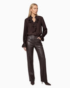 Monari Flounce Blouse in dark brown styled view