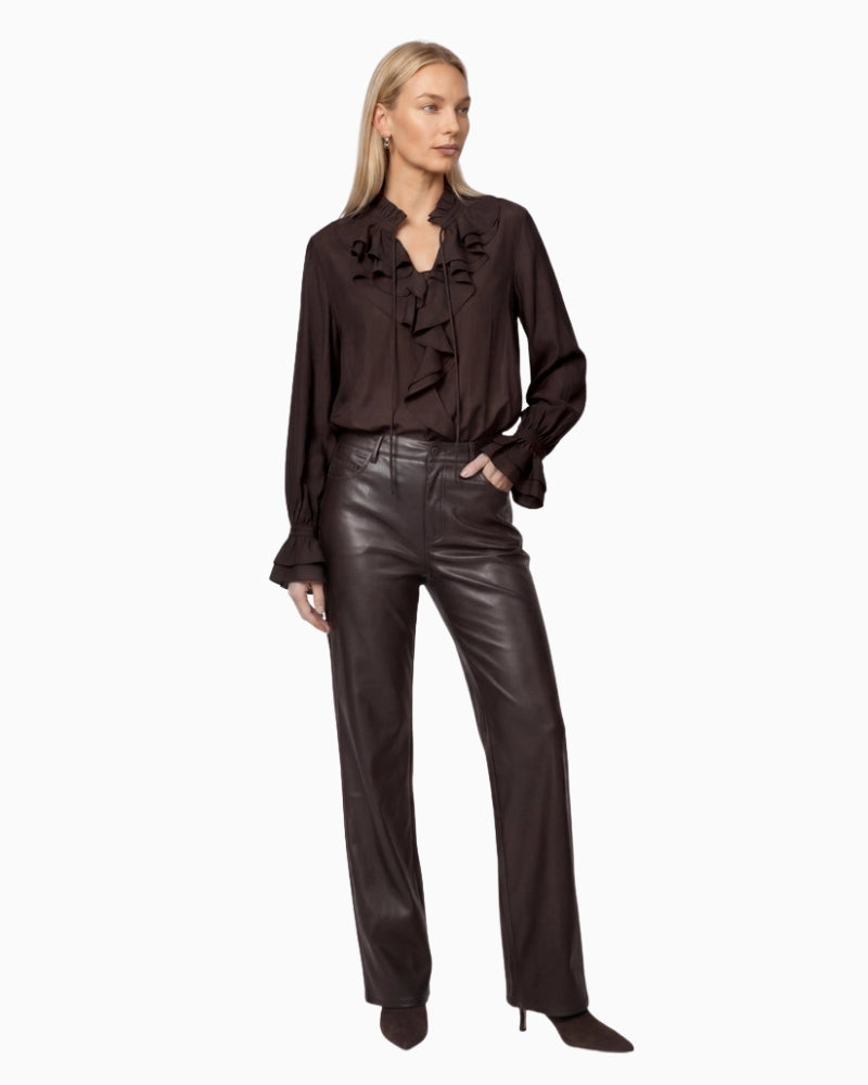 Monari Flounce Blouse in dark brown styled view