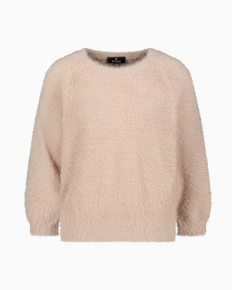 Monari Fluffy Jumper in light beige fabric detail