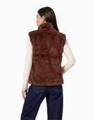 Monari Fluffy Vest in Brown back view