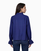 Monari Frill Detail Blouse in Navy back view
