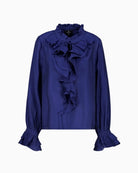 Monari Frill Detail Blouse in Navy front detail