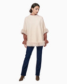Monari Frill Detail Blouse in light brown styled