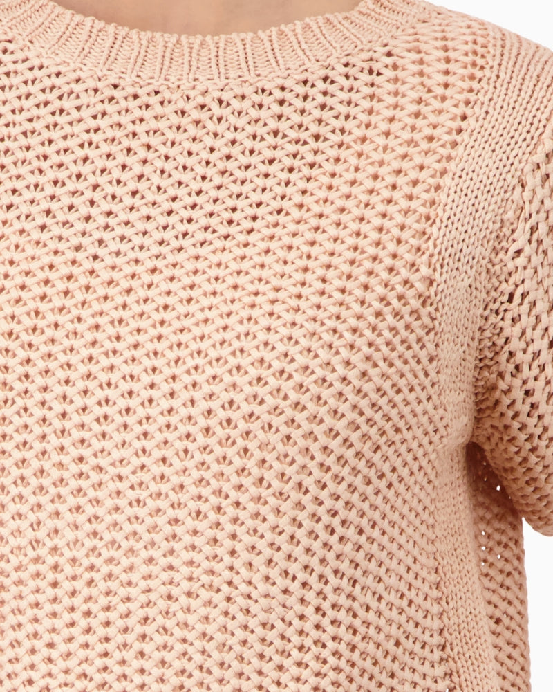 Monari Honeycomb Knit Sweater in peach close-up detail