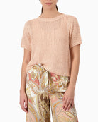 Monari Honeycomb Knit Sweater in peach front view