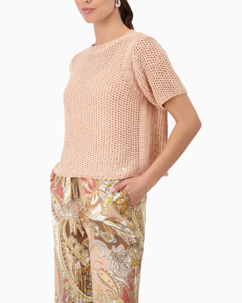 Monari Honeycomb Knit Sweater in peach side view