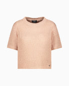 Monari Honeycomb Knit Sweater in peach texture detail
