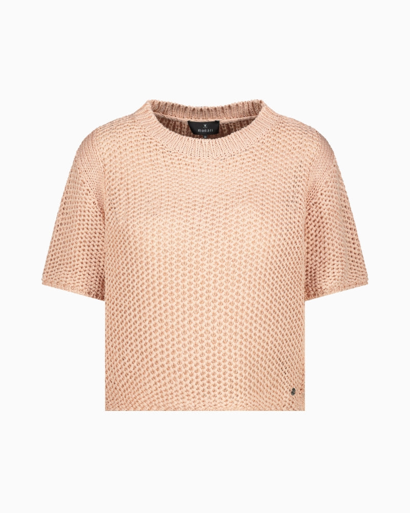 Monari Honeycomb Knit Sweater in peach texture detail