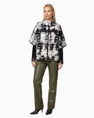 Monari Jacquard Knit Cape in black and white model view