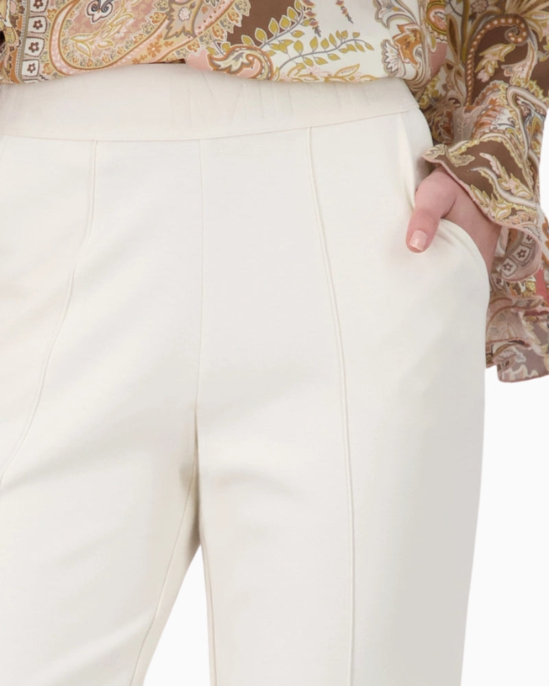 Monari Joggers with Elastic Waistband in cream close up detail