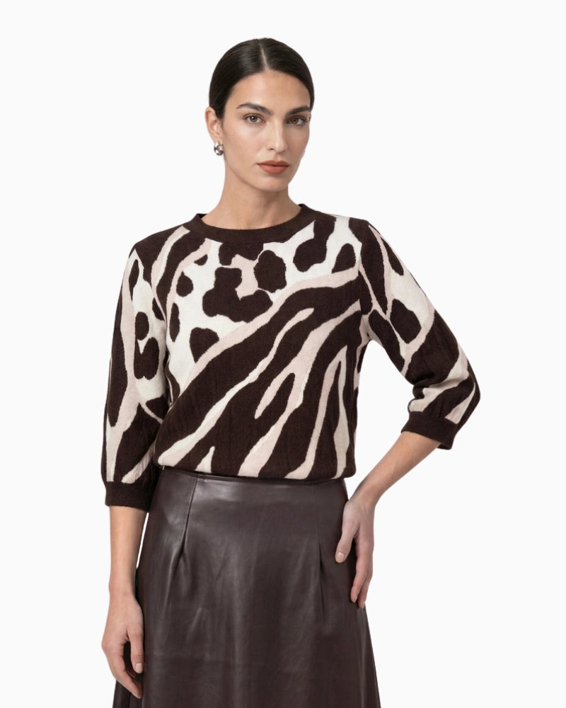 Monari Jumper in dark brown front view