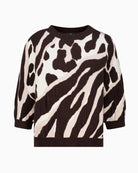 Monari Jumper in dark brown leopard-tiger pattern detail