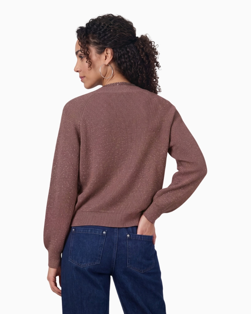 Monari Jumper with Embellished Collar in light brown back view