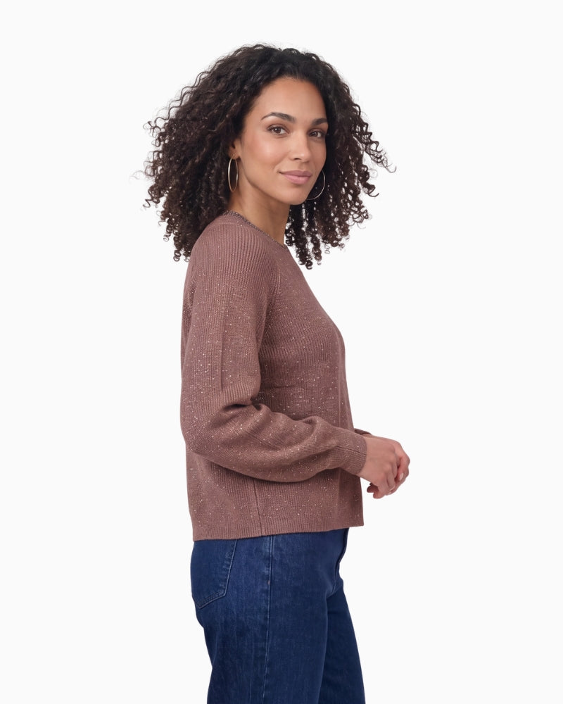 Monari Jumper with Embellished Collar in light brown side view