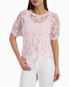 Monari Jumper with Lace Pattern in rose front view