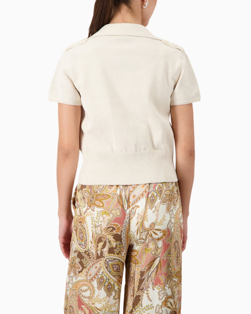 Monari Knitted Cardigan in cream back view