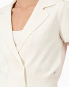 Monari Knitted Cardigan in cream collar detail