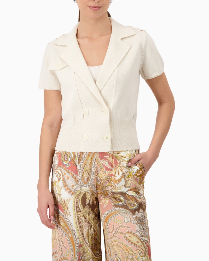 Monari Knitted Cardigan in cream front view