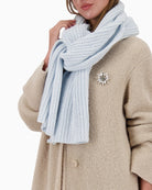 Monari knitted chenille scarf styled over coat – Áines Boutique