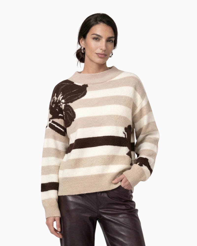 Monari Knitted Jumper with a Soft Texture in cream front view