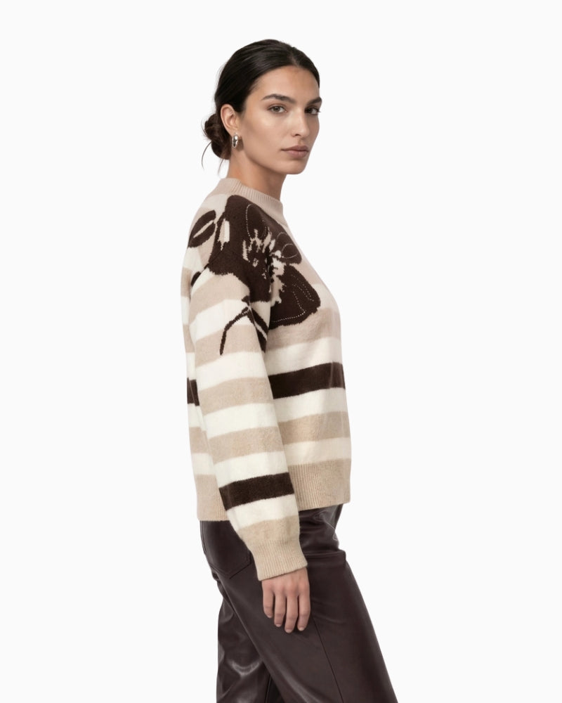 Monari Knitted Jumper with a Soft Texture in cream side view