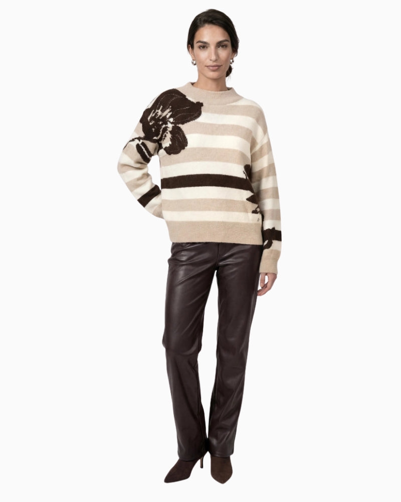 Monari Knitted Jumper with a Soft Texture in cream styled view