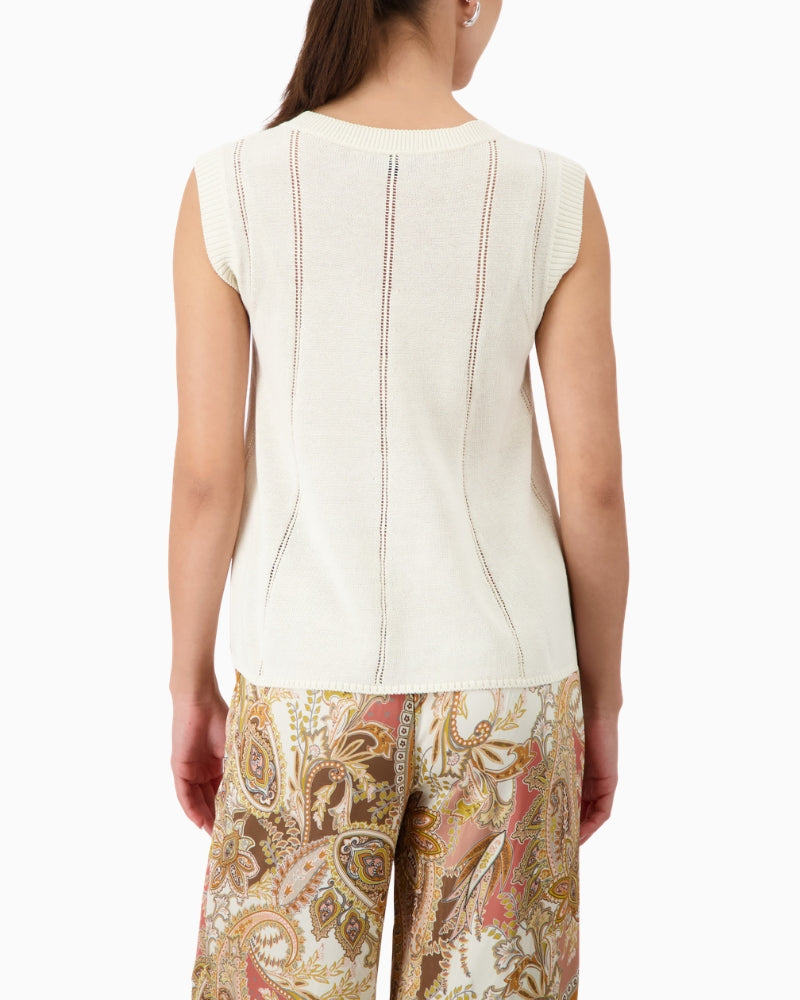 Monari Knitted Top in cream back view
