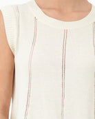 Monari Knitted Top in cream fabric detail