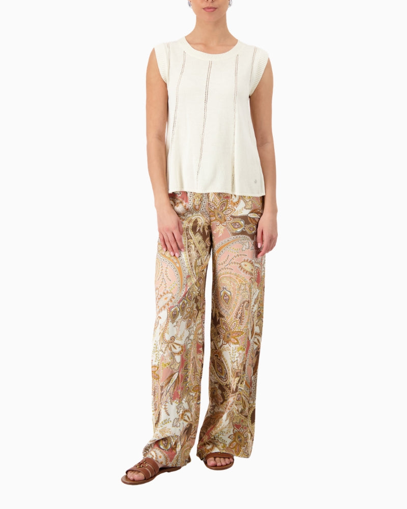 Monari Knitted Top in cream front view