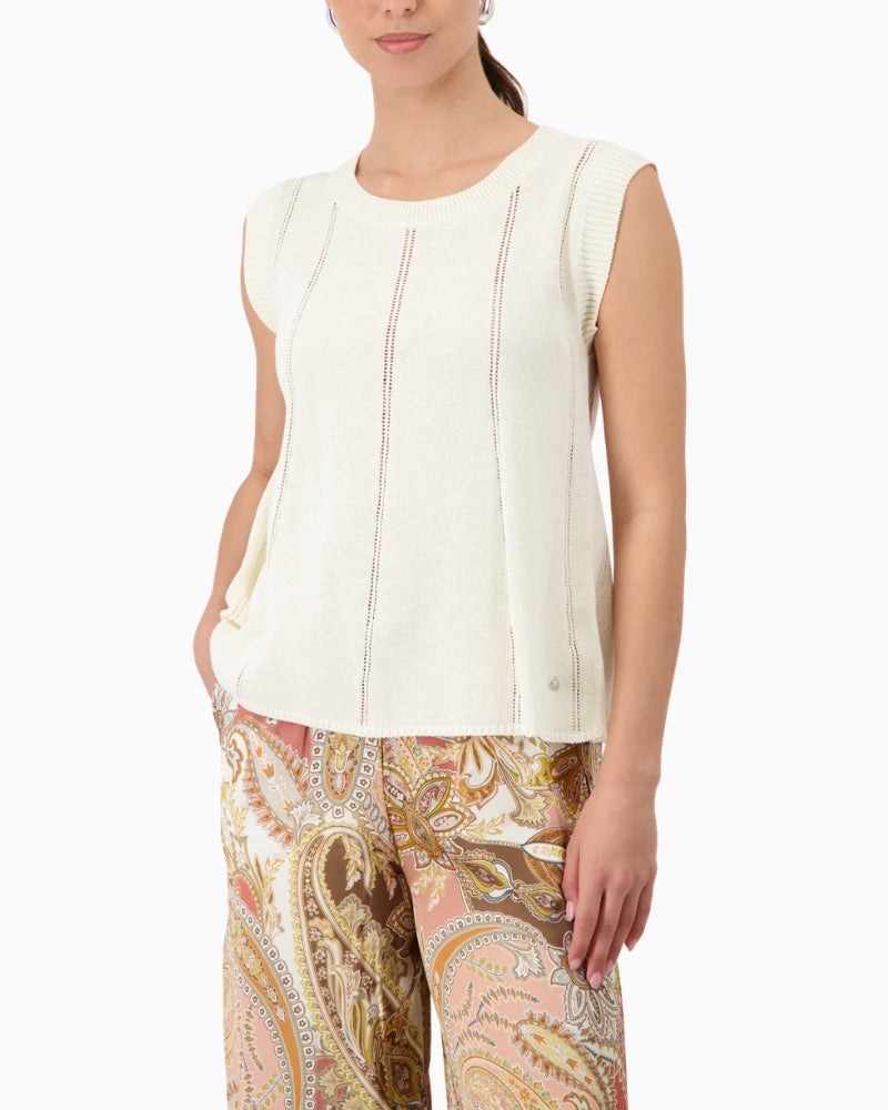 Monari Knitted Top in cream front view