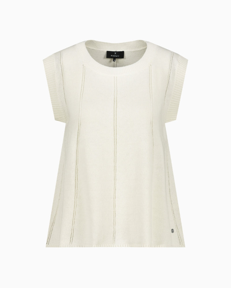 Monari Knitted Top in cream full front view