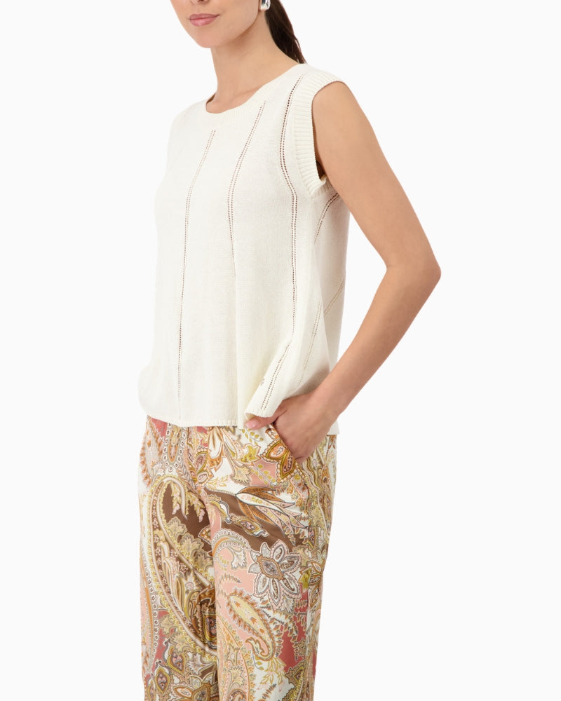 Monari Knitted Top in cream side view