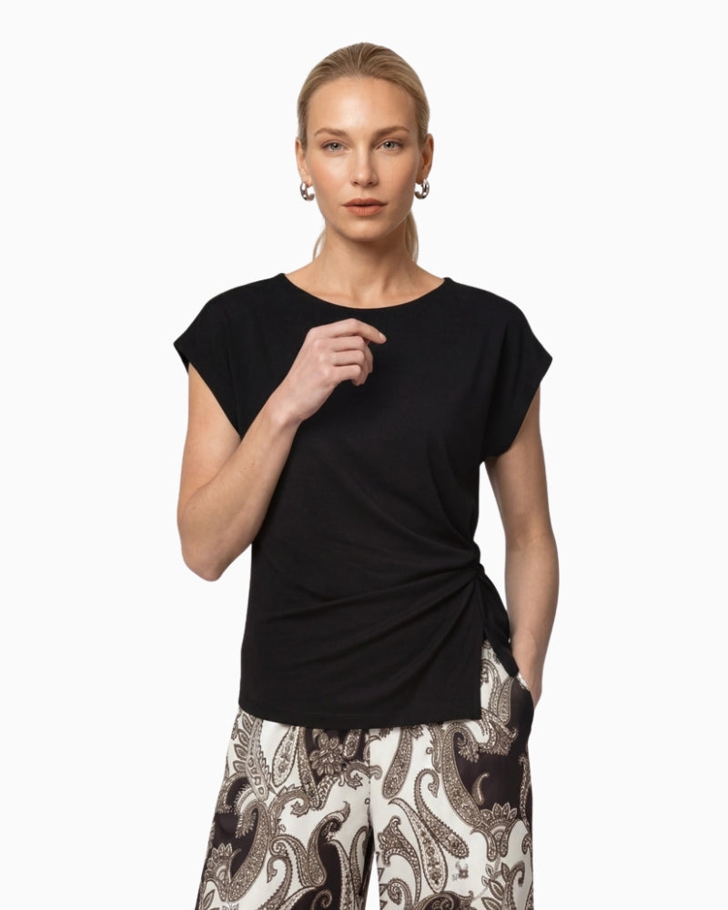 Monari Knot Detail T-Shirt in black front view