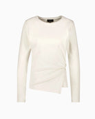 Monari Knot Detail Top in cream hem slit detail