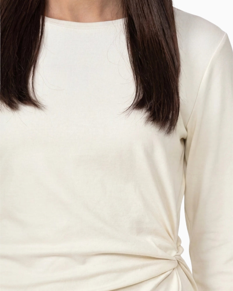 Monari Knot Detail Top in cream knot detail