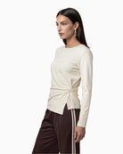 Monari Knot Detail Top in cream side view