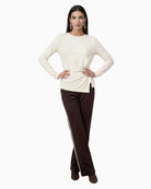 Monari Knot Detail Top in cream styled view