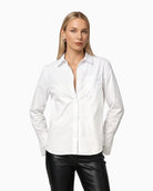 Monari Lace Detail Blouse in white collar and concealed button detail