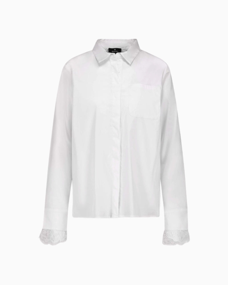 Monari Lace Detail Blouse in white front view