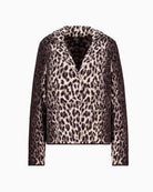 Monari Leopard Cardigan in leopard fuzzy texture detail