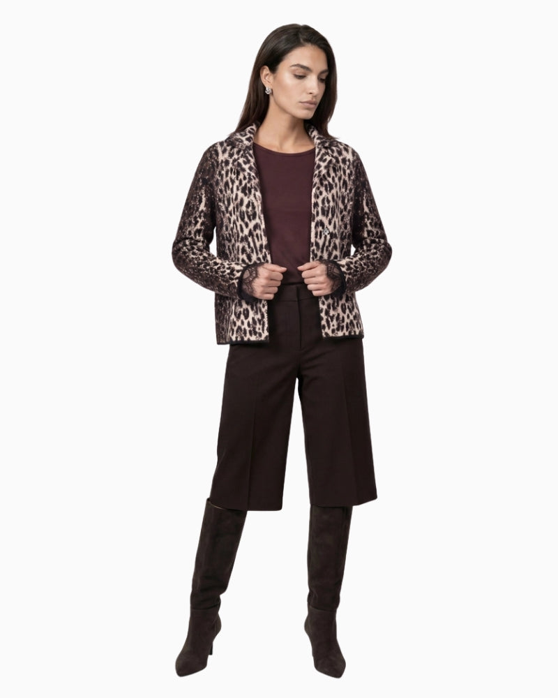 Monari Leopard Cardigan in leopard styled view