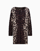 Monari Leopard Jacquard Cardigan in brown leopard pattern detail