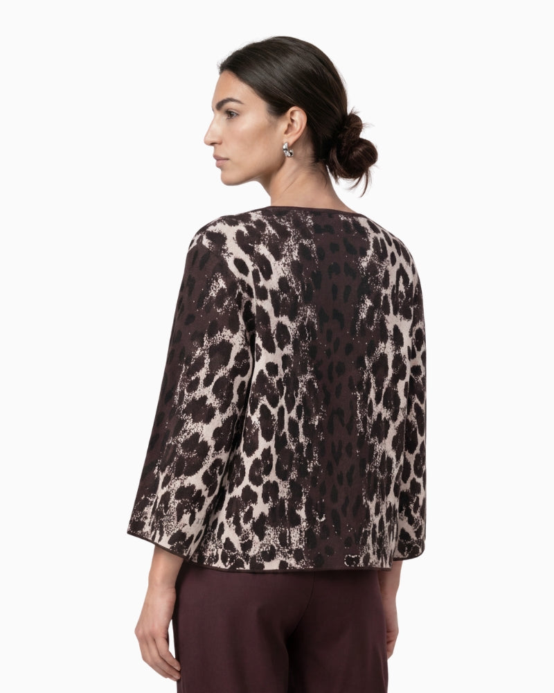 Monari Leopard Jacquard Jumper in leopard back view