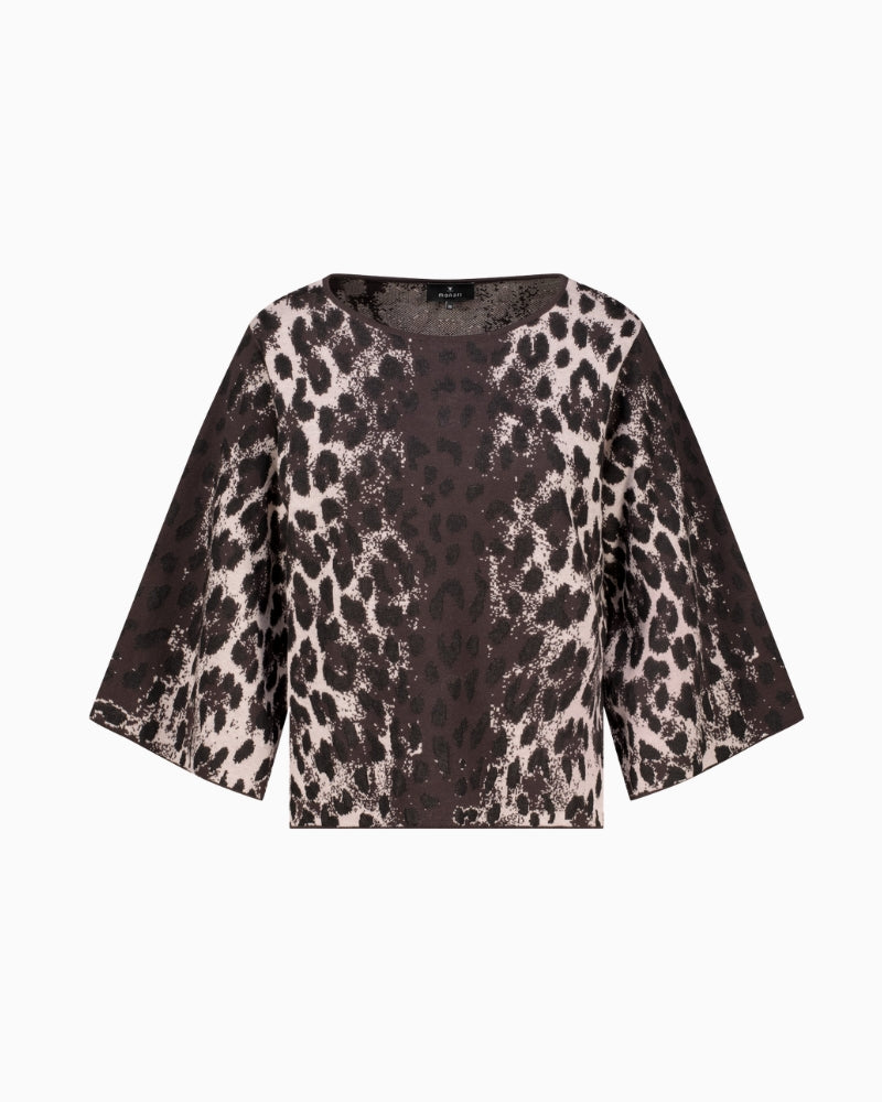 Monari Leopard Jacquard Jumper in leopard jacquard pattern detail