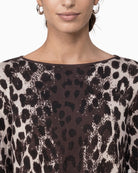 Monari Leopard Jacquard Jumper in leopard neckline detail