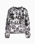 Monari Letter Jacquard Jumper in black and white sleeve and cuff detail